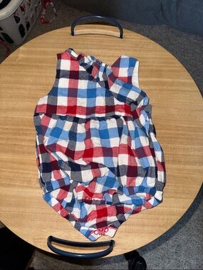 Plaid Sleeveless Baby Romper - Red, Blue, Navy